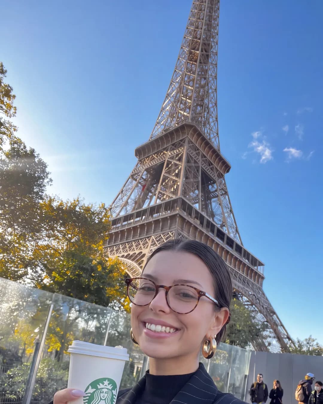 Katherine in front of the Eiffel Tower