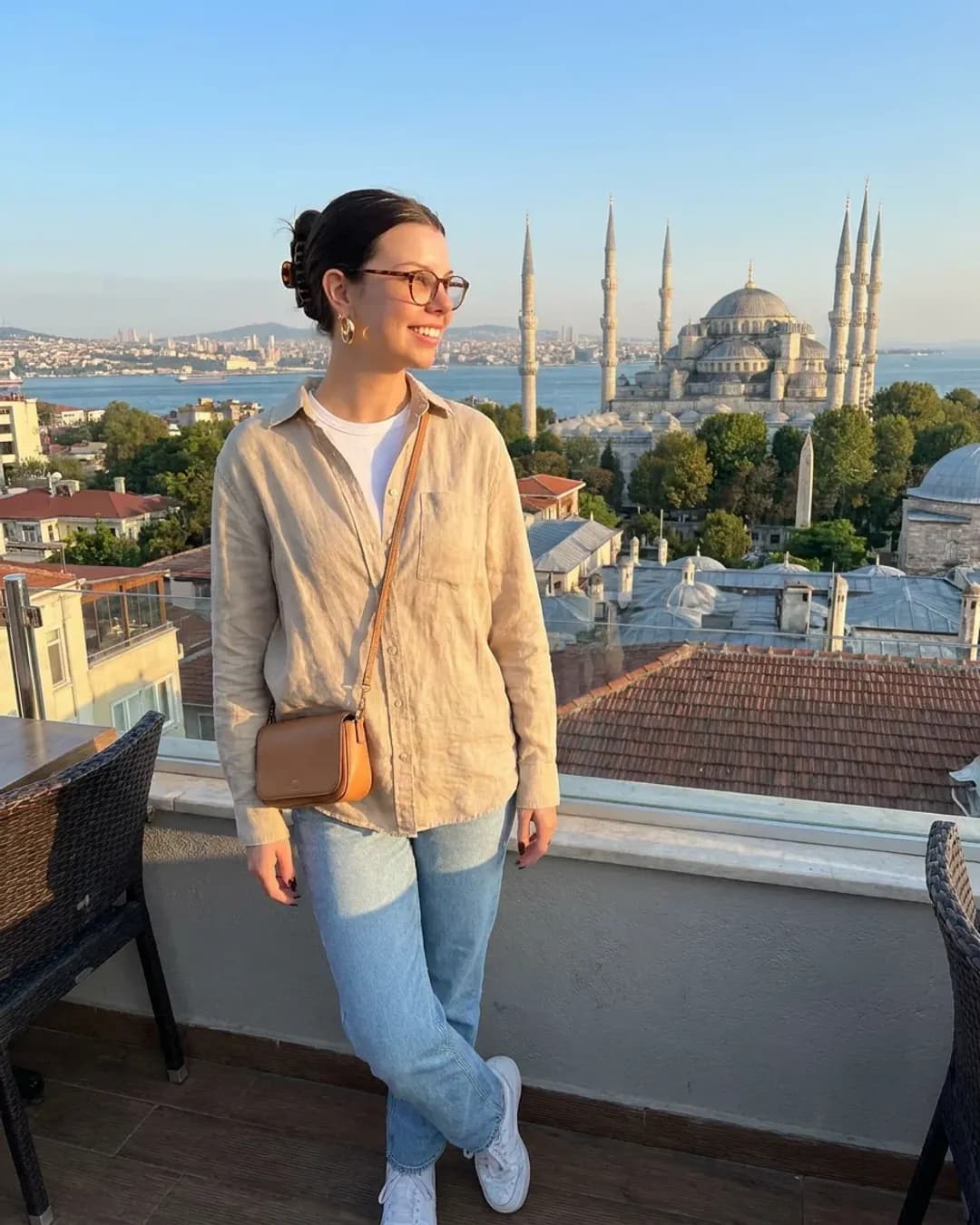 Katherine on a terrace in Istanbul